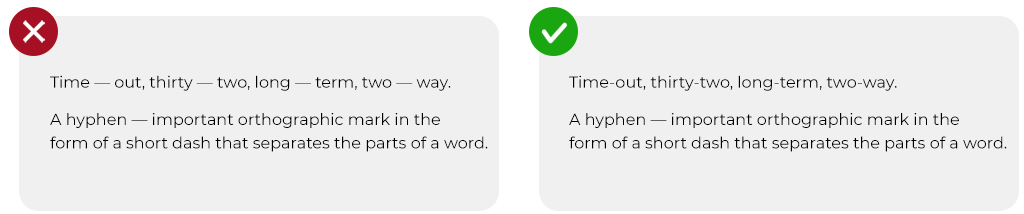 Differentiating hyphens and dashes